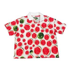 Denim Tears Watermelon Print Polo Shirt Mens White Red Green Short Sleeve S